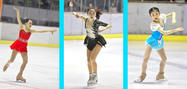 手嶋里佳選手(左)、本田望結(中央)、千葉百音選手(ちば・もね・右)