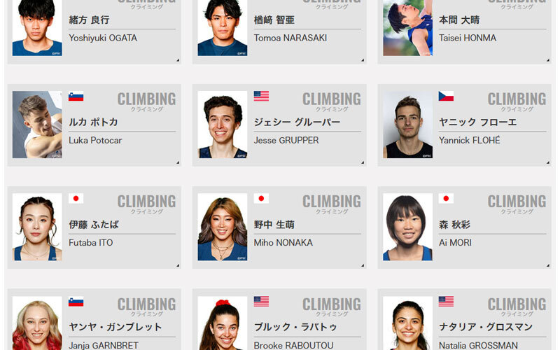 クライミング選手名鑑