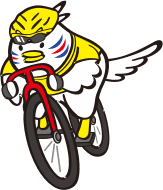 自転車に乗るイメージキャラクターのイラスト